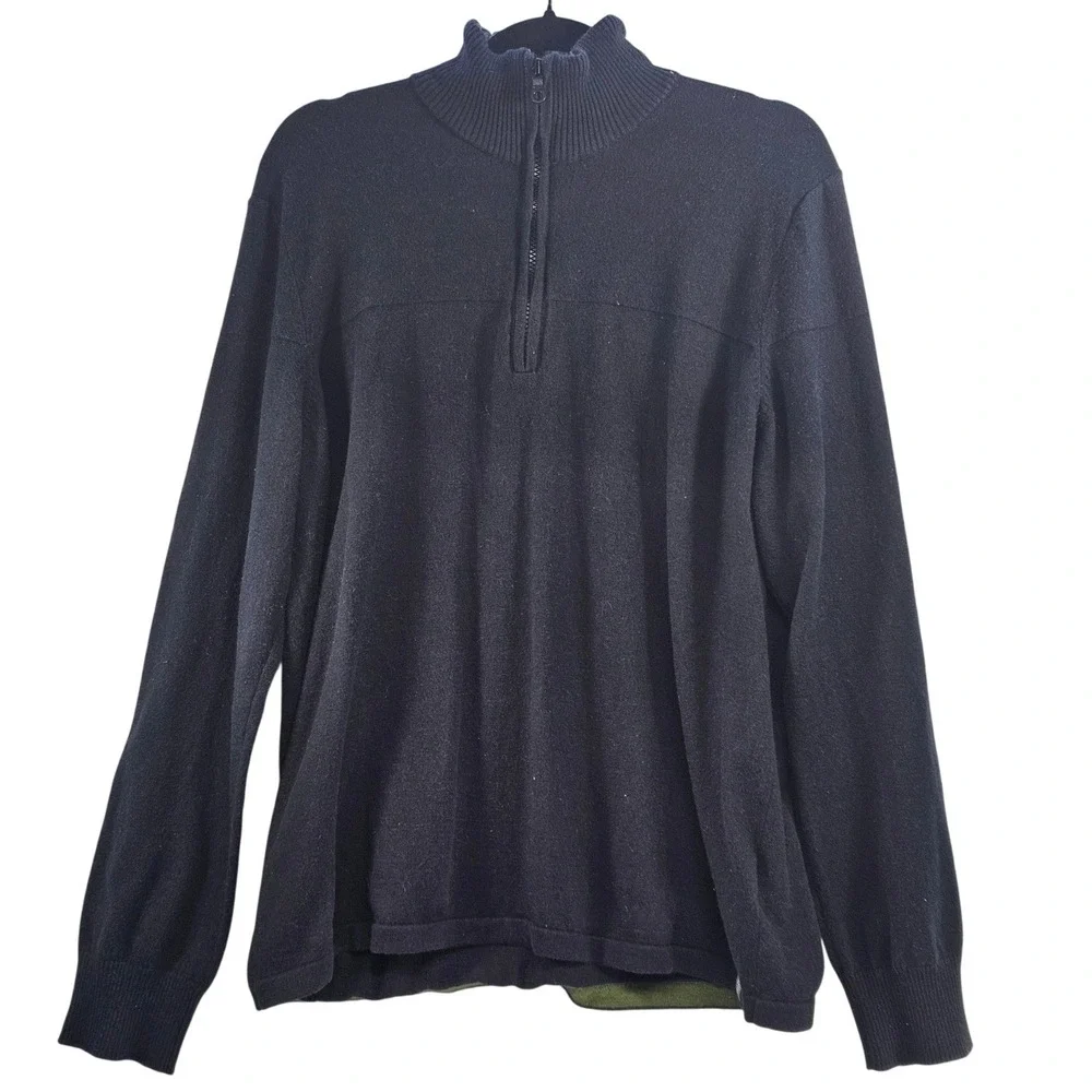The North Face Mens‎ XL Black Cotton Wool Blend Quarter Zip Mock Neck Sweater